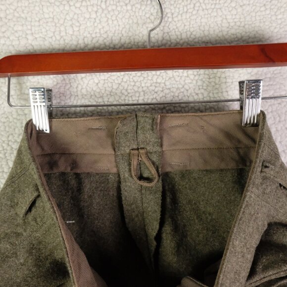 WW2 Pants Mens 30 X 29 Olive Green Wool Heavyweight Slash Pockets 1940 96 - Picture 9 of 12